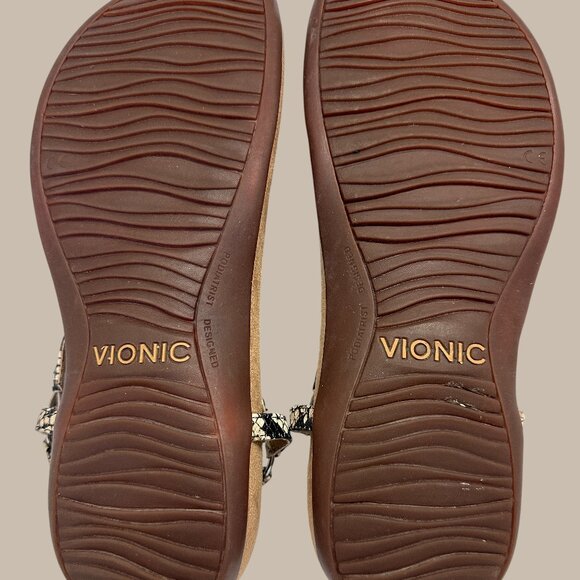 Vionic Kirra Sandals Snake Print T Strap Slingback Casual Shoes GUC Size 8 - Picture 2 of 9